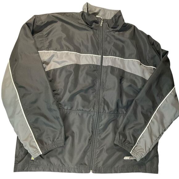 Vintage Reebok Windbreaker Sweat Suit Size Large 90's Black and Gray Polyester - Picture 3 of 15